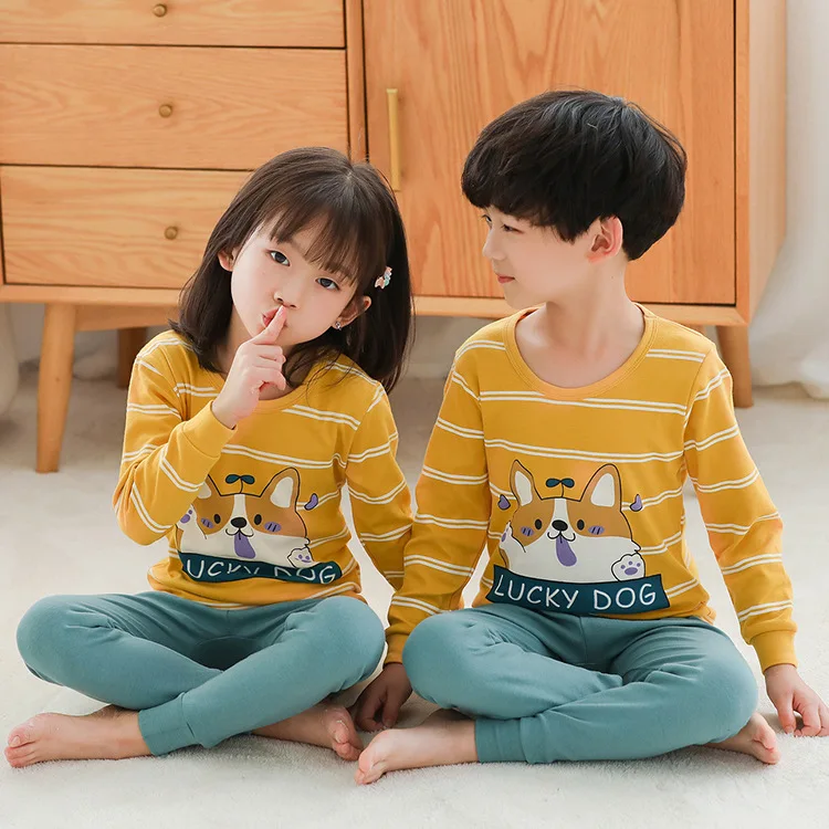 Детский пижамный комплект; комплект хлопковой одежды для девочек; одежда для сна с героями мультфильмов для маленьких мальчиков; детский пижамный комплект; сезон осень-зима; pijama infantil - Цвет: 13
