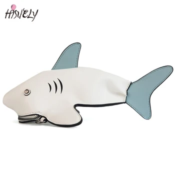 

HISUELY Cartoon Shark PU Leather Women Shoulder Messenger Bag Designer Teen Girl Fashion Small Bag Quality Phone Package Q5