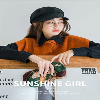 

5 Pairs/ Socks Women Boat Socks Spring and Summer Cotton Retro Socks Personality Fashion Rhombus Lattice Women Socks