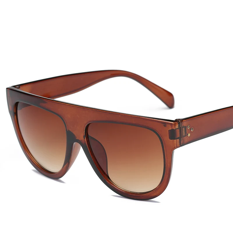 Женские солнцезащитные очки с плоским верхом, ретро брендовый дизайн, солнцезащитные очки, женские леопардовые очки с заклепками, UV400 Oculos De Sol Feminino - Цвет линз: C6