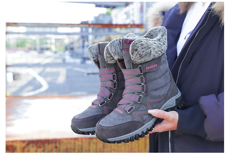 Valstone/зимние женские ботинки; Теплая обувь для холодной погоды; уличные плюшевые сапоги до середины икры; нескользящие женские зимние кроссовки черного цвета
