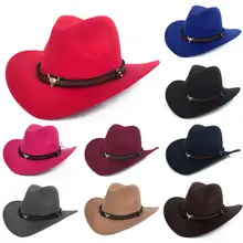 Зимняя фетровая шляпа для мужчин и женщин, металлическая коровья голова, ковбойская шляпа в западном стиле, осенняя и зимняя шерстяная джазовая шляпа, фетровая шляпа для мужчин и женщин
