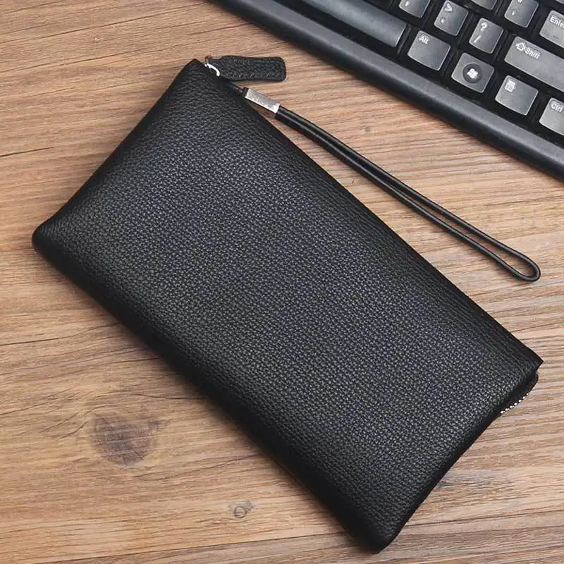 

MEN'S LONG Pattern Wallet Full-grain Leather Casual Handbag Zipper Genuine Leather Clutch Bag Business Clutch Bag