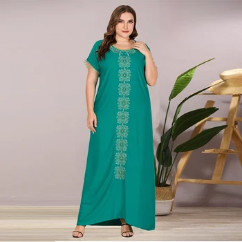 

Siskakia Ethnic Embroidered Beaded Laces Patchwork Long Dress Plus Size Loose Casual Maxi Summer Dresses for Middle-aged women