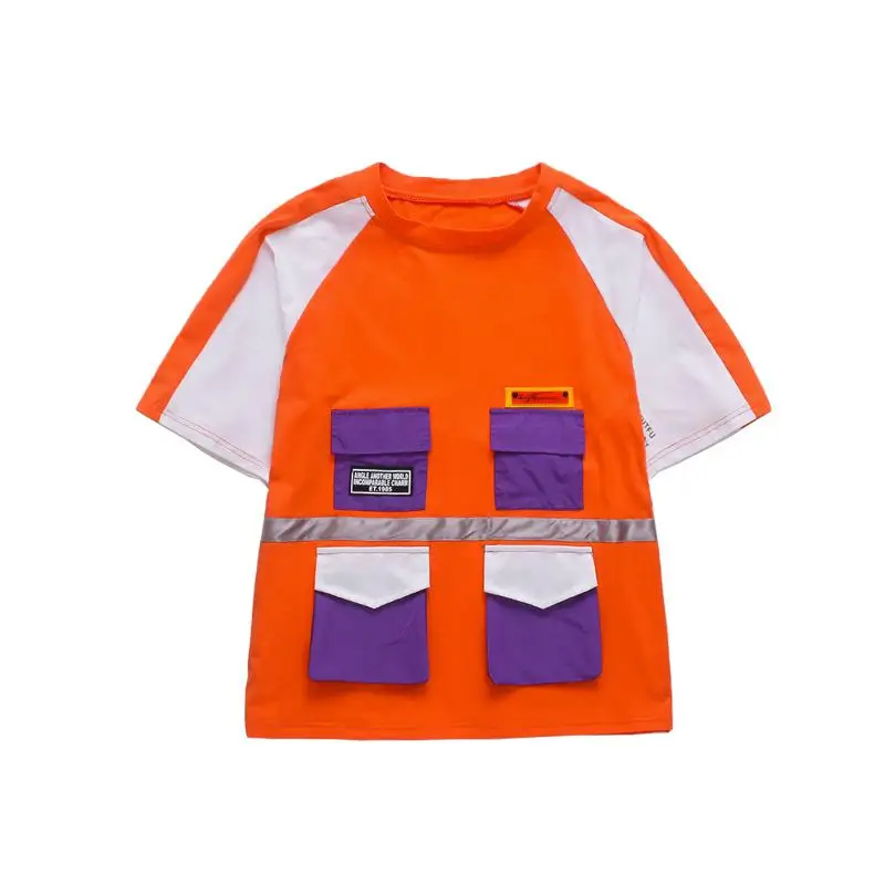Orange T Детское шоу представление Костюмы комплект Bling Джаз Хип-хоп сценическая одежда для маленьких мальчиков одежда летняя для девочек костюмы на возраст 6, 8, 10, 12 лет, 14, 16 лет - Цвет: Orange T