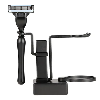 

Men Razor Set Home Bowl Husband Gift Shaving Safety Brush Faux Badger Hair Barber Rack Tools Manual Straight Handheld Dad
