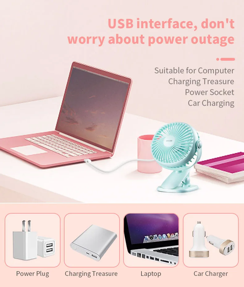 KONKA KF-08U100, 4 Вт, 5 В, бесшумная зарядка через usb, мини-вентилятор для спальни, офиса, настольный вентилятор для детей, офиса на открытом воздухе