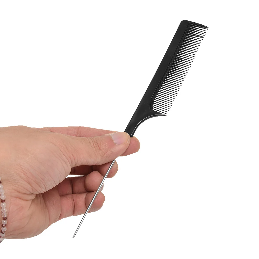 Steel Tip Tail Comb Fine tooth Metal Pin Professional Hairdressing Combs Hair Styling Rat Tail