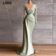 Lorie świecący zroszony Mermaid suknie na bal maturalny V Neck kryształ dubaj szata De wieczór arabski strój wieczorowy kobiety sukienki na przyjęcie Vestidos