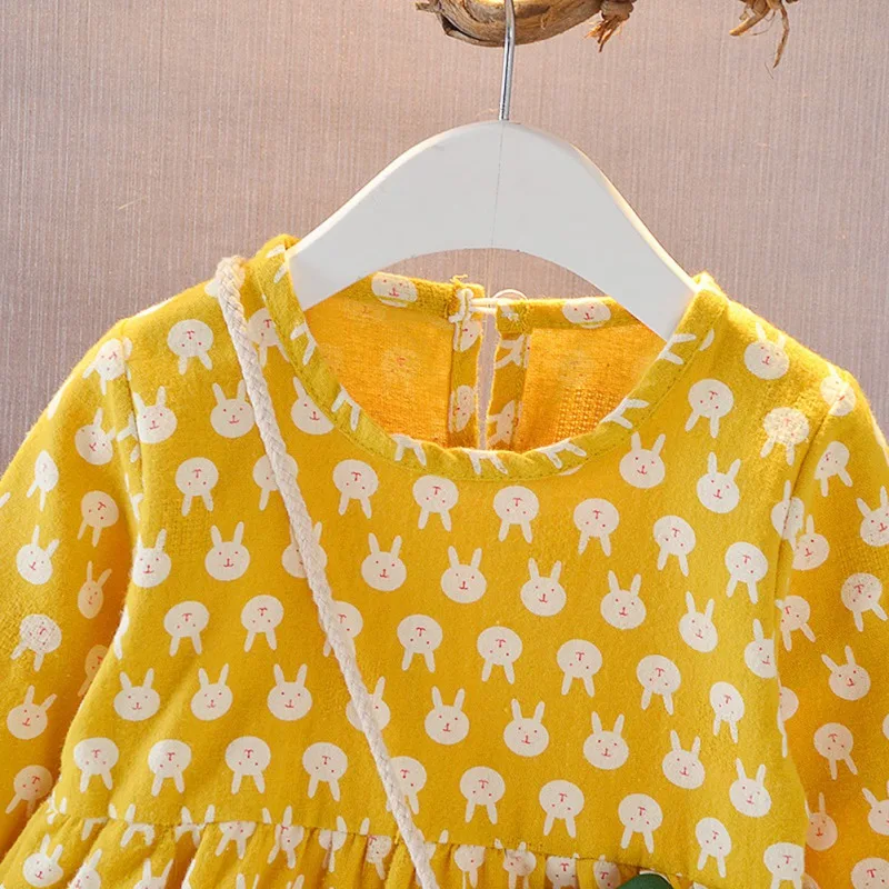 Платье для маленьких девочек 0-4T Новое Осеннее Пышное Платье с длинными рукавами дизайнерская юбка-пачка с принтом кролика Милая одежда для малыша принцессы# m