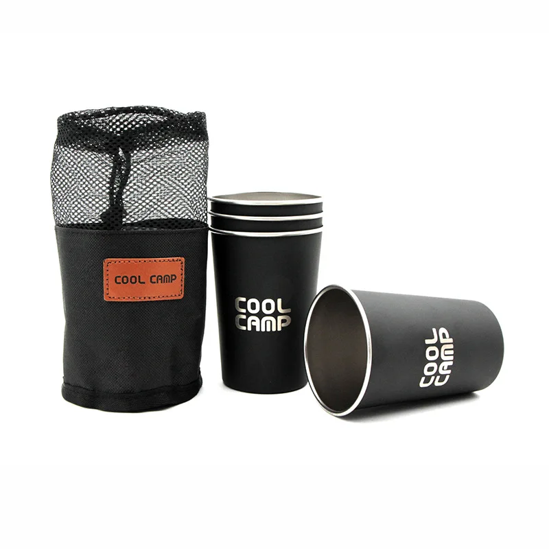 

Outdoor camping 304 stainless steel water cup portable 4-piece barbecue beer glass drink cup teacup mountaineering water cup