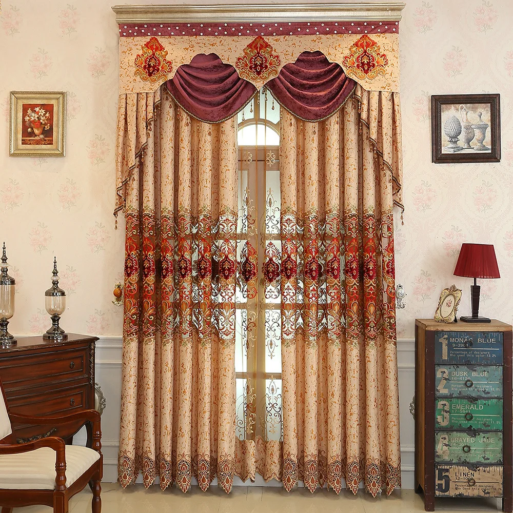 

Gold High Precision Jacquard Curtains for Bedroom Embroidered Curtains Luxury Curtains for Living Room Valance Curtain Fabric