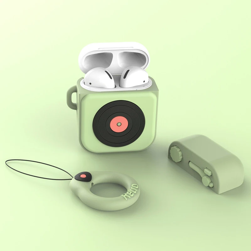 Чехол для Apple Airpods 2 1 с рисунком фонографа для Airpods 2 1 зеленый милый беспроводной наушник для камеры защитный чехол