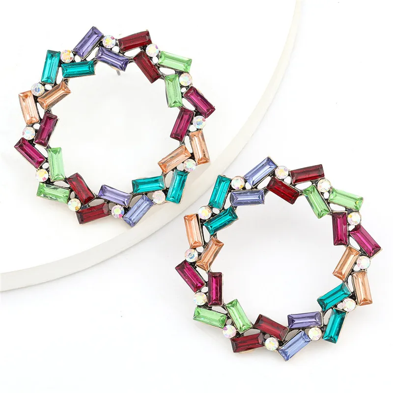 Женские серьги в форме гирлянды летние разноцветные стразы из сплава 2020 |