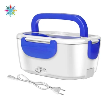 

Stainless Steel Portable Electric Lunch Box Food Heater With Spoon And Two Compartments For Work 40W 220V Kitchen Pot TLS