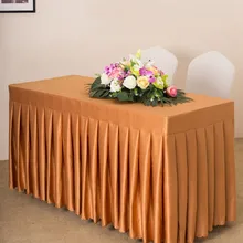 Настраиваемая прямоугольная атласная Однотонная юбка для стола для отеля, свадебного стола, выставочная домашняя скатерть