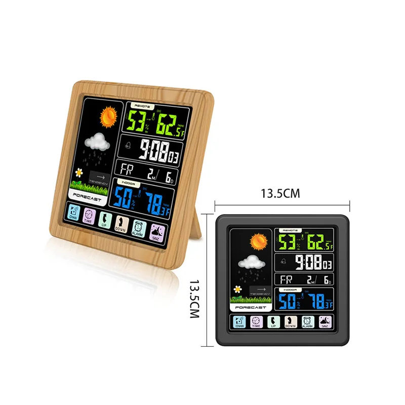  Fashion Weather Forecast Clock Home Decor Desk Table Clock LED Display with Temperature/Humidity/Da - 4000261428974