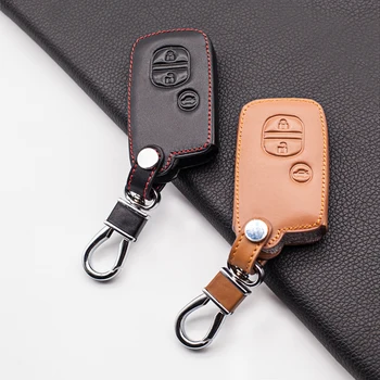 

99% Praise Car Leather Key Fob Case Cover For Toyota Land Cruiser Prado 150 Camry Prius Crown 3 Buttons Remote Protector Holder