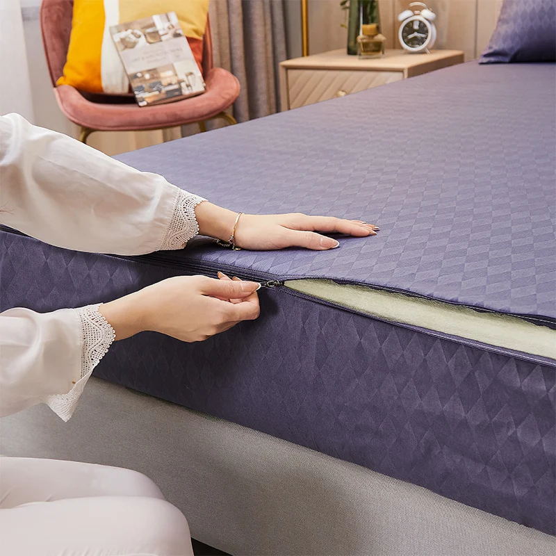 With Zipper Mattress Cover Dustproof Anti-Fouling Bed Cover Six Sides Luxurious Mattress Protective Removable