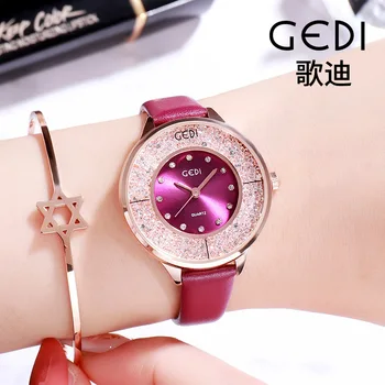 

Women Watches Leather Strap Leisure Simple Quicksand Drill Quartz Luxury Bracelet Watch Women Diamond Top Brand Relojes Gifts