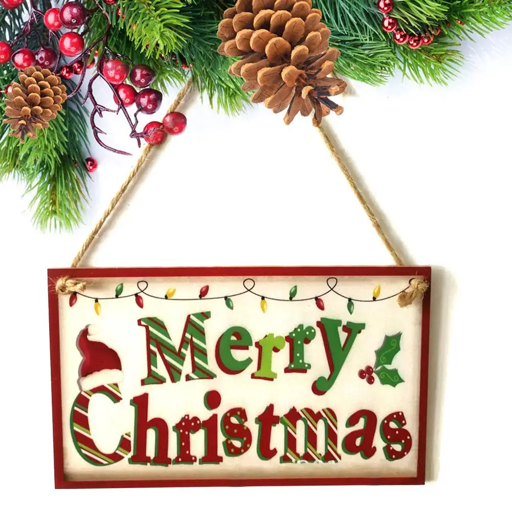 

25*15cm Durable Wooden Christmas Hanging Decoration Merry Christmas Letter Hanging Signs Pendant Bar Door Wall Party Home Decor