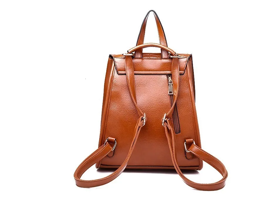 Herald Fashion Women Backpack High Quality Leather Shoulder Bag Girl's Student Bag Female Large Capacity Multifunctional Bag
