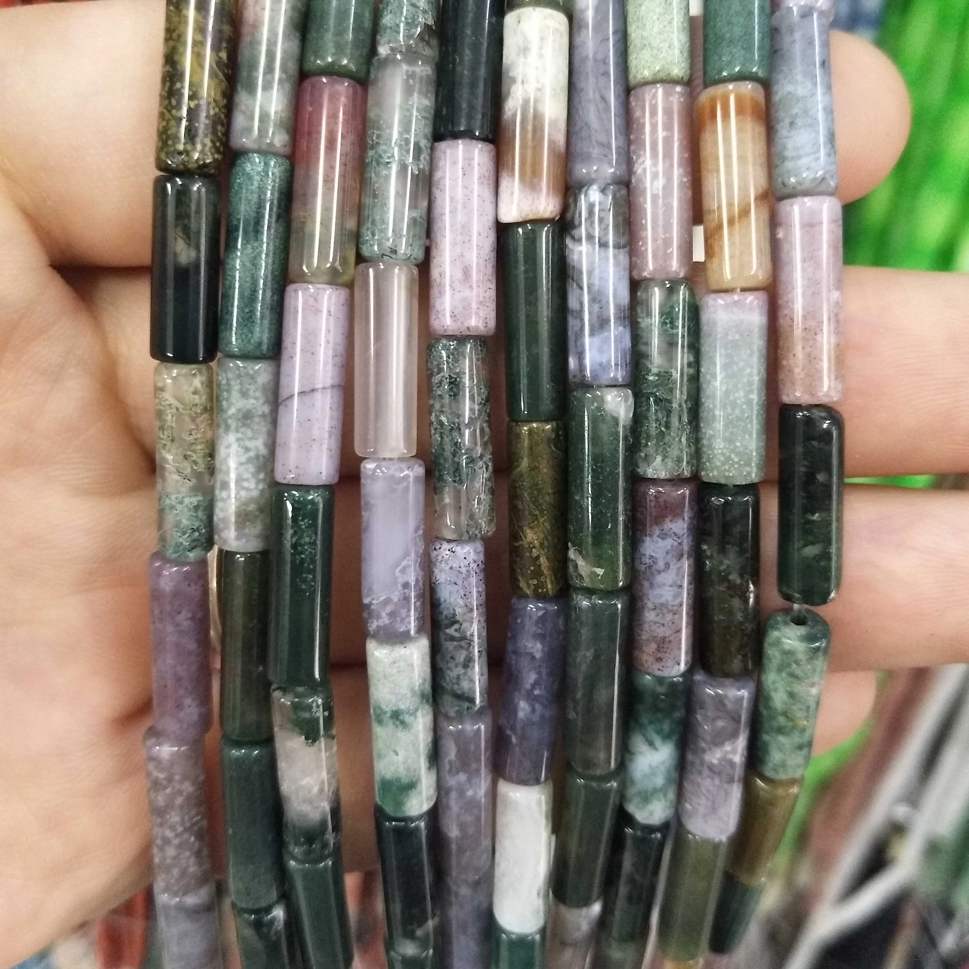 Natural Stone Cylinder Beads: Turquoise, Agate, Lapis Lazuli, and Jasper