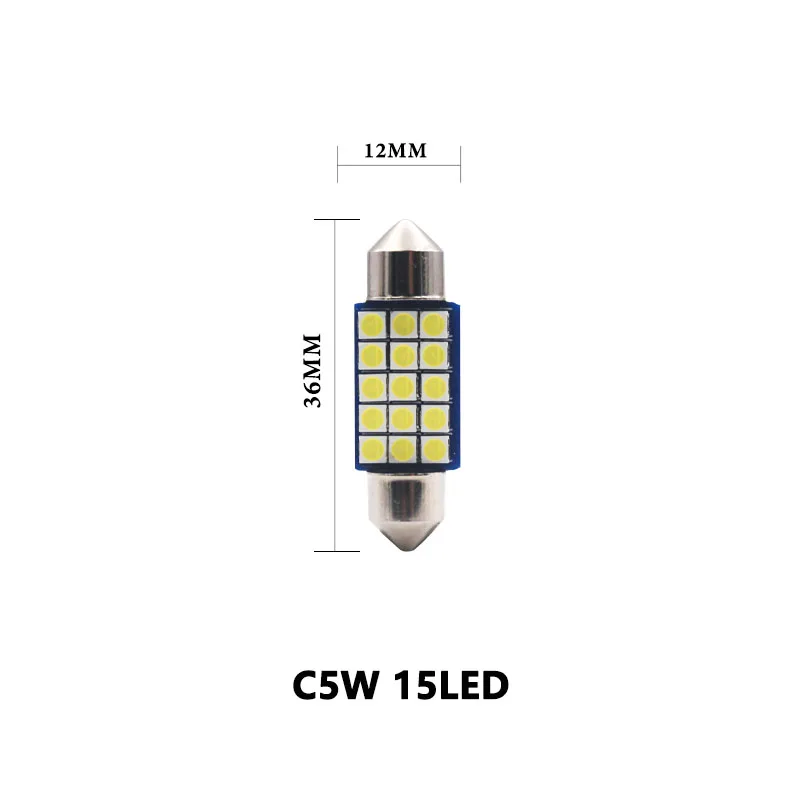 36MM 1 шт. Canbus C5W W5W T10 светодиодный 31/36/39/41 мм 3014 9/15/18 светодиодный ошибок интерьер чтение светильник габаритные лампы авто бампер плиты Lamp12V - Испускаемый цвет: 36MM