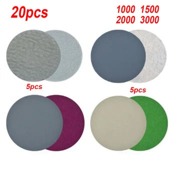 

20pcs 996A6inch Silicon Carbide Round 150mm Flocked Backing Sandpaper 1000/1500/2000/3000# for polishing
