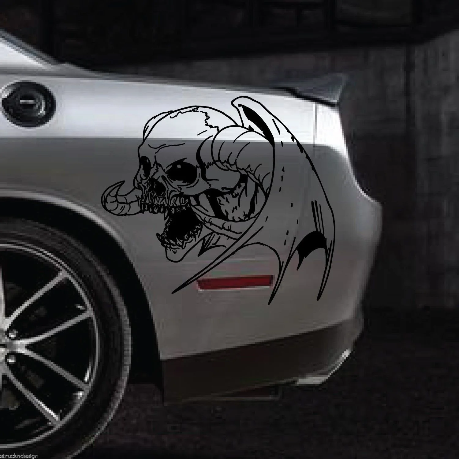 

For Winged Skull Vinyl Decal Sticker Car Truck Vehicle Horn Devil Dodge Ram SUV VAN