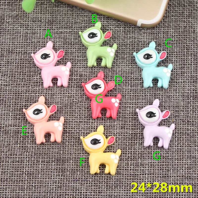 

Free Shipping 24*28mm kawaii Animal Deer Resin Cabochons Cute Flatback Solid Colors Embellishments Scrapbooking Home Decor Cameo
