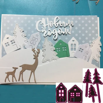 

christmas tree Design Craft Metal Cutting Die cut dies 2pcs house building decoration scrapbook Album Paper Card Craft Embossing