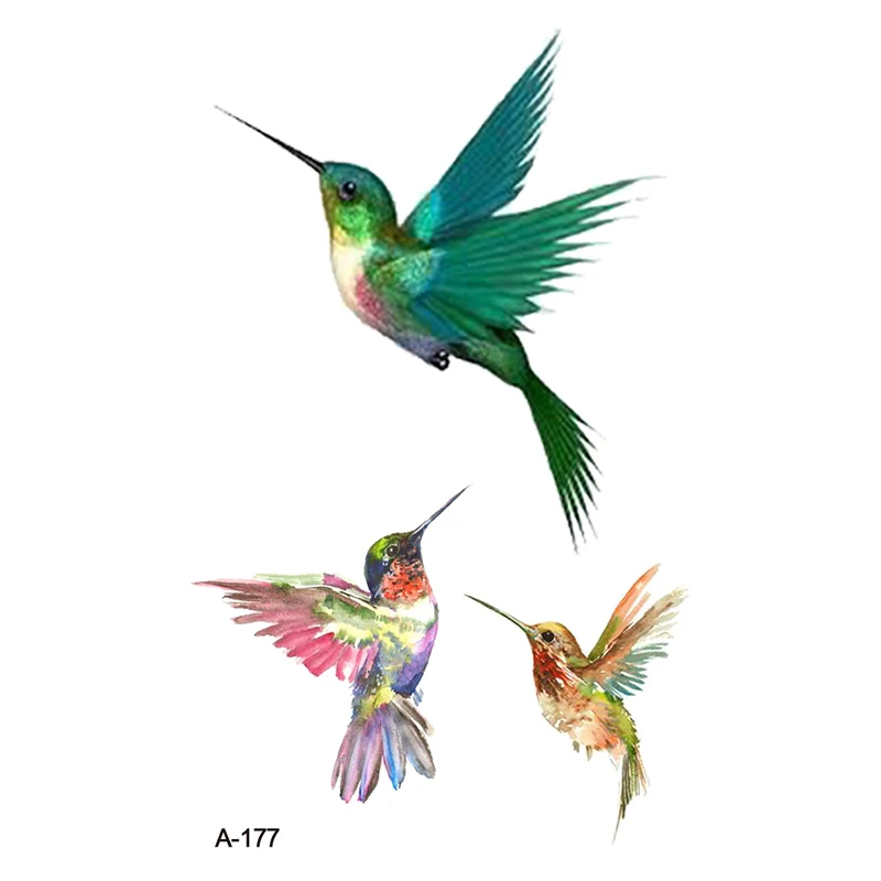 177 Временные татуировки Wyuen Bird для взрослых, водостойкие тату-наклейки, боди-арт, красивые 3D бабочки, поддельные татуировки для женщин, A-078 - Цвет: 177