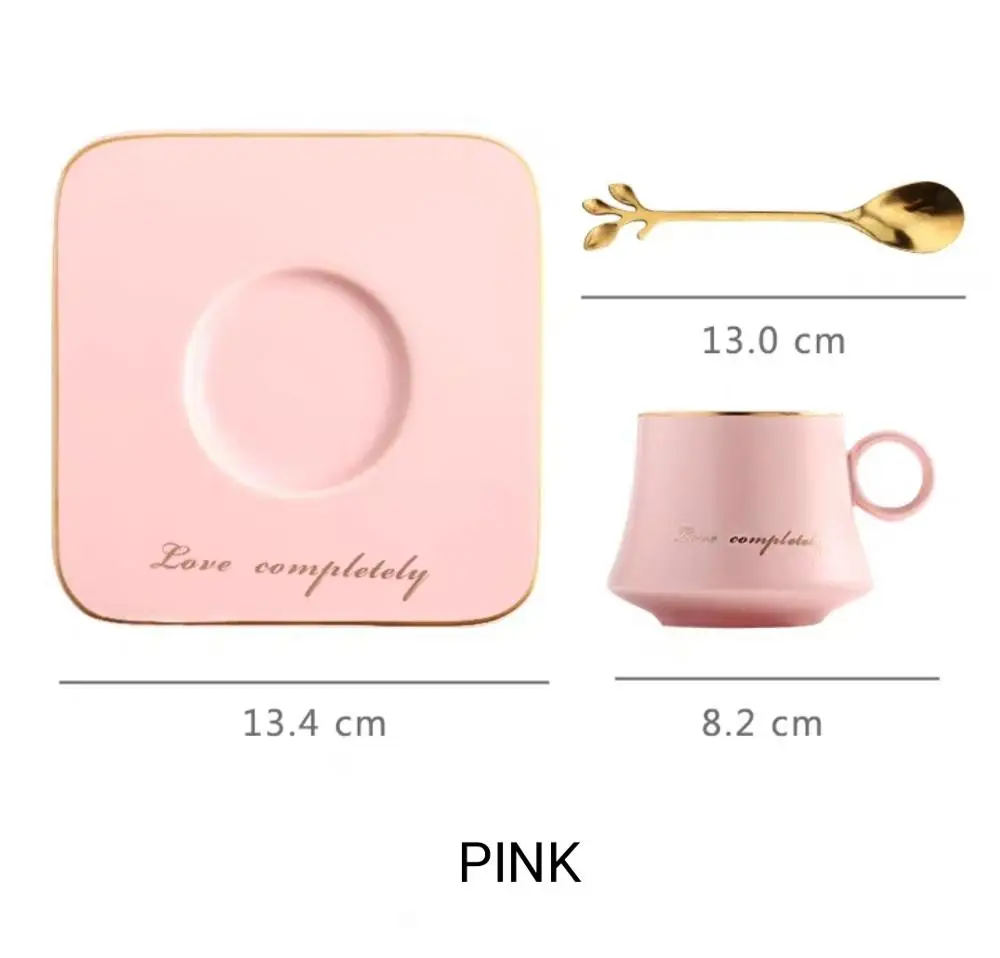 PINK SET Кошачьи капризы кофейные чашки керамическая чашка, блюдечко для костюма послеобеденная чайная чашка маленькая кофейная чашка с тарелкой ложкой набор - Цвет: PINK SET