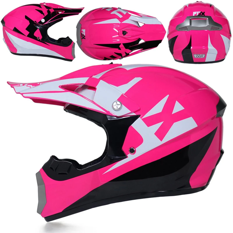 19 Гоночный Кроссовый мотоциклетный шлем DOT Casque Moto Capacete Moto Casco бездорожье полное лицо винтажный Кроссовый шлем для женщин 3 подарка - Цвет: 19