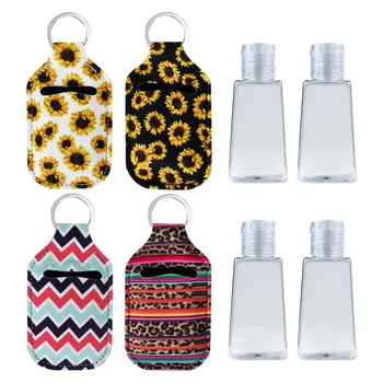 

Mini Hand Sanitizer Keychain Holder Travel Bottle Refillable Containers Reusable Bottles with Keychain Carrier Backpack Handbag