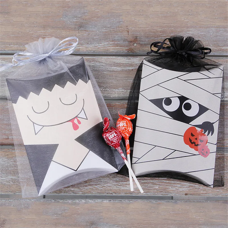 50 шт. Howlloween коробочка для конфет, в форме подушечки сувениры Сладкий держатель день рождения настольные украшения подарочные коробки