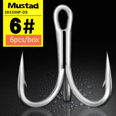 Mustad тройные Крючки 36330 прочные острые Твердые колючие Anzuelos Глубокий Океан кальмар сельдь Три якоря рыболовный крючок Рыболовные снасти Pesca - Цвет: Светло-серый