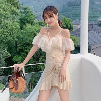 

Swimsuit Women's Beach Bath Suits One Piece Bikini Swimwear Wholes Swim Dress Closed 2019 New Block Sexy Ins Plus Size Hot