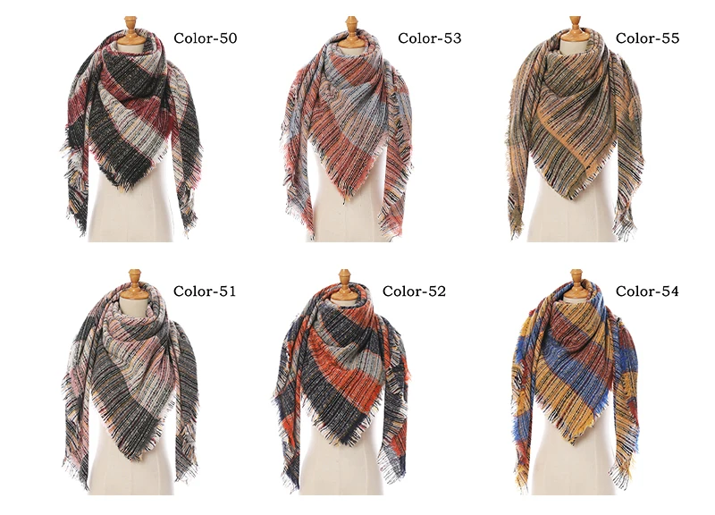 2021 new Cashmere Scarf For Women Plaid Knitted Triangle Pashmina Winter Warm Shawl Wraps Bufanda Female Soft Neck Echarpe