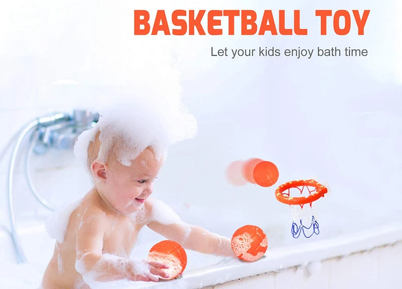 Toddler Bath Toys Kids Shooting Basket Bathtub Water Play Set for Baby Girl Boy with 3 Mini Plastic Basketballs Funny Shower