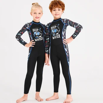 

2020 One piece Swimsuit Girls kids Long Sleeve Jumpsuit Cartoon print Wetsuit Diving surfing suit boys Small children student