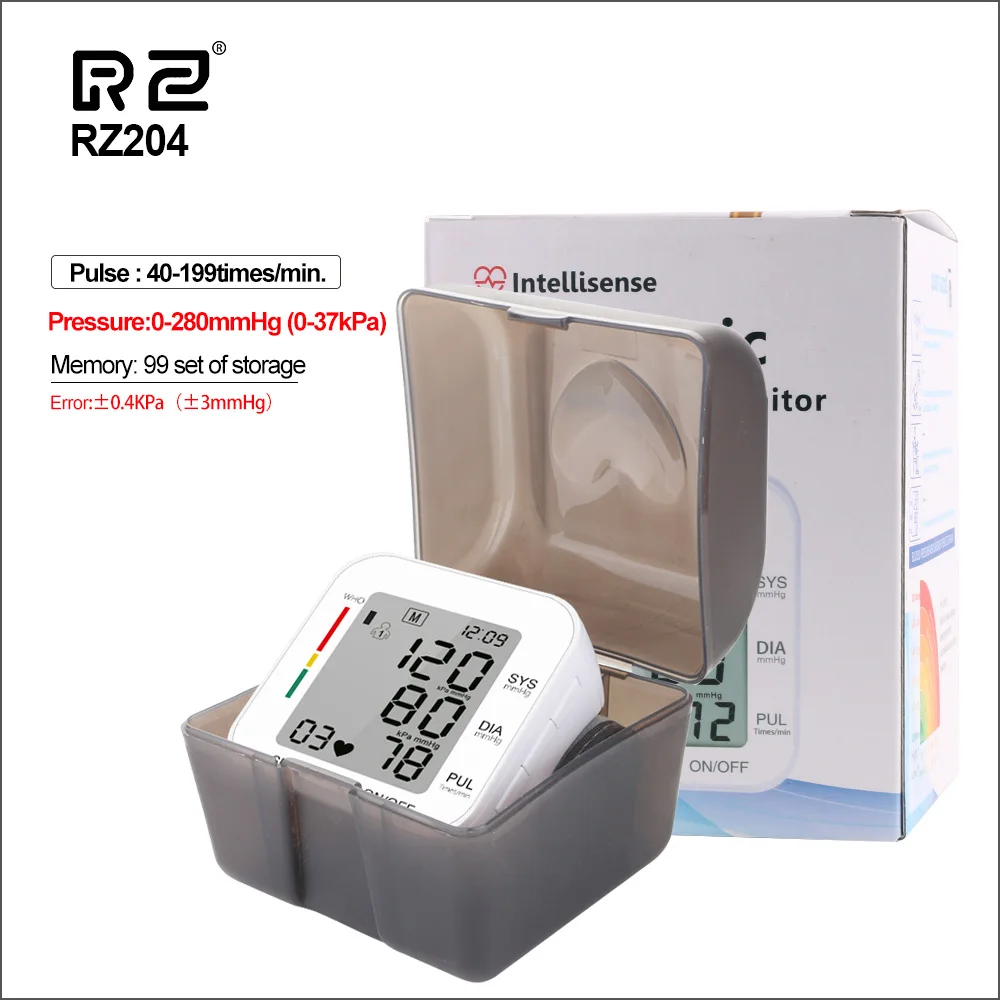 

RZ Digital Wrist Blood Pressure Monitor Pulse Rate Heart Beat Rate Meter Medical Equipment Tonometer BP Mini Sphygmomanometer