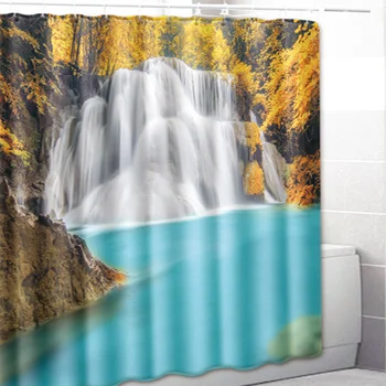 

Home Decorative Shower Curtain 3D Waterfall Pattern Bathroom Decor Curtains Cartoon Shower curtains With Hooks Bathroom Curtain