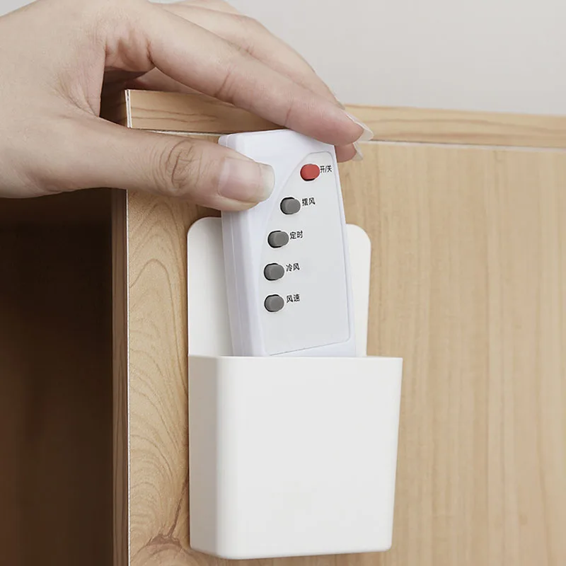 

White Remote Control Holder Wall Mounted Remote Control Storage For TV Air Conditioner Storage Stand Mobile Phone Organizer Case