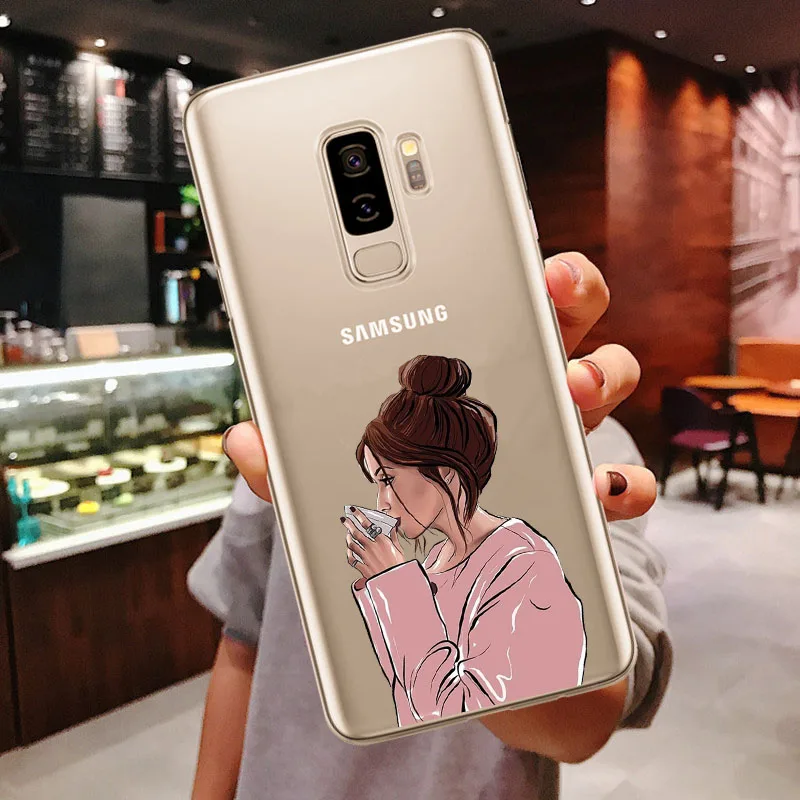 VOGUE Рождество принцесса девушка женский Босс кофе Мягкий футляр для телефона для Samsung Galaxy S6 S7 Edeg S8 S9 Plus S10 Plus S10Lite - Цвет: TPU