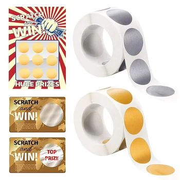 

300pcs 1 Inch Round Scratch-Off Stickers Self-Adhesive Peel and Stick DIY Circle Labels for Wedding Games Promotions Party