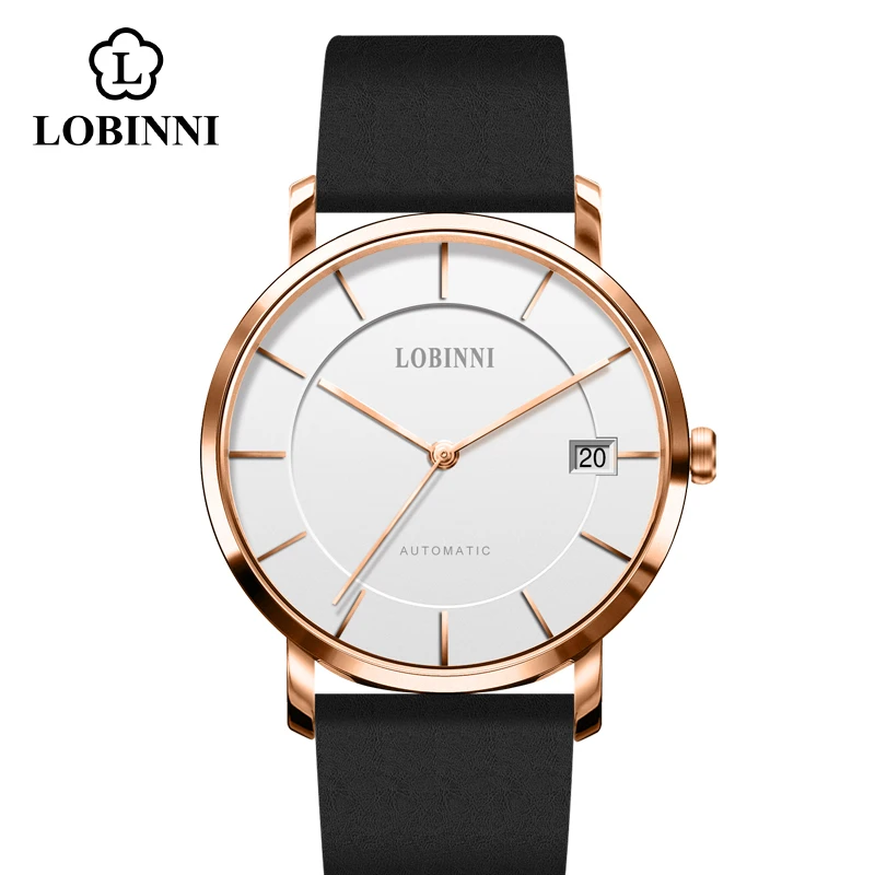 L-Rose-White-Black LOBINNI пары часы класса люкс Швейцария бренд Самовзводные механические часы для влюбленных часы подарок обувь для мужчин и женщин; Водонепроницаемый - Цвет: L-Rose-White-Black