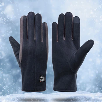

Winter Men/Women Windproof Cold-proof Warmer velvet Mittens Thick Plush Boys Phone Touch Screen Outdoor Driving Gloves