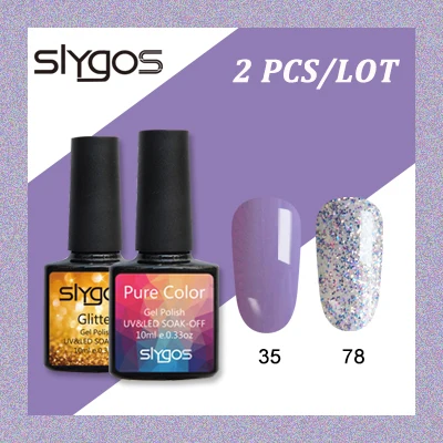 

SLYGOS Platinum Glitter UV Gel Nail Polish 2pcs/Set Color Series Led Nail Gel Varnish Semi Permanent Led Nail Lacquer Sequins